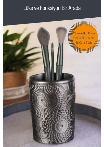 Makyaj Düzenleyici Makyaj Organizeri Makyaj Fırçalığı Altın Renk Model 12