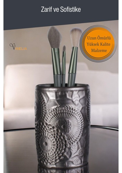 Makyaj Düzenleyici Makyaj Organizeri Makyaj Fırçalığı Altın Renk Model 12