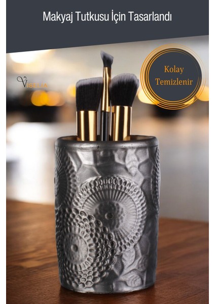 Makyaj Düzenleyici Makyaj Organizeri Makyaj Fırçalığı Altın Renk Model 12