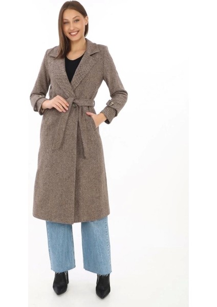 Astarlı Balık Sırtı Kaşmir Kaşe Kaban - Vizon fırsatları