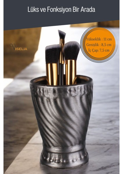 Makyaj Duzenleyici Makyaj Organizeri Makyaj Fırçalığı Makyaj Fırçası Altın Eskitme Renk Model 14