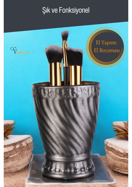 Makyaj Duzenleyici Makyaj Organizeri Makyaj Fırçalığı Makyaj Fırçası Altın Eskitme Renk Model 14