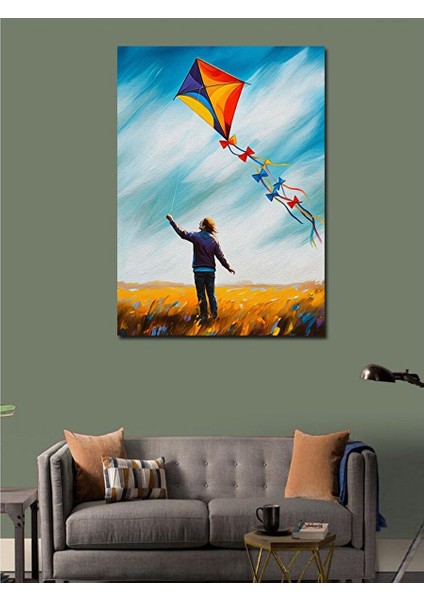 Kanvas Tablo Uçurtma Uçuran Çocuk 50X70 cm modelleri