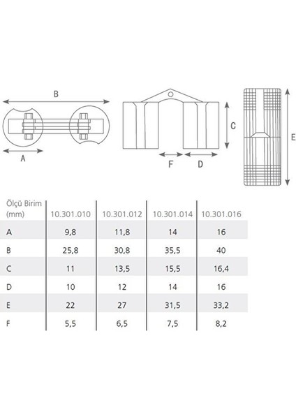 Silindir Masa Menteşesi Pirinç 12MM (2 Adet)