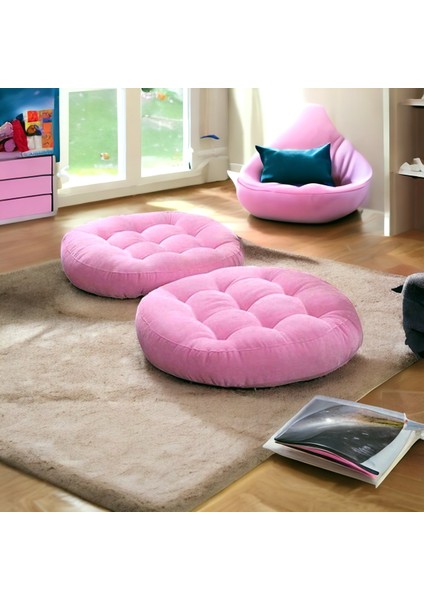 Lanehome Dekoratif Yuvarlak Ikili Yer Minderi Pembe