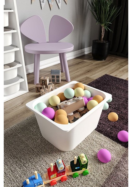 %100 Mdf - Medium Mono 5 Sepetli Oyuncak Dolabı (MEDIUMMONO5SEPET-2B-3O-BEYAZ)