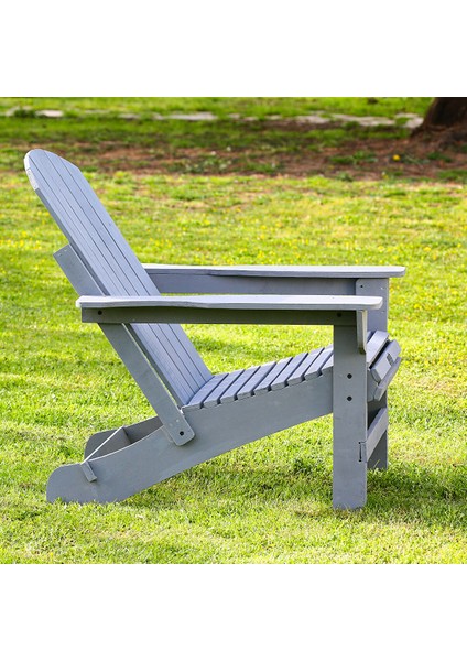 Ahşap Bahçe Sandalye Gri Adirondack