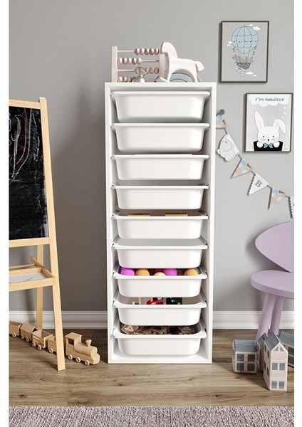 %100 Mdf - Xl Mono 9 Sepetli Oyuncak Dolabı (XLARGEDUO16SEPET-9O-BEYAZ) modelleri