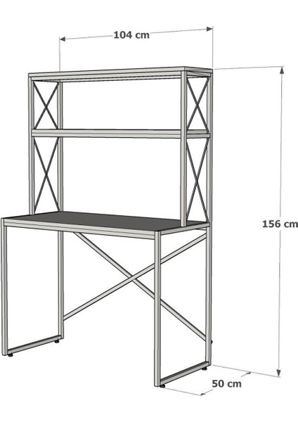 Ferforje Kitaplıklı Raflı Çalışma Masası 104X50X156CM modelleri