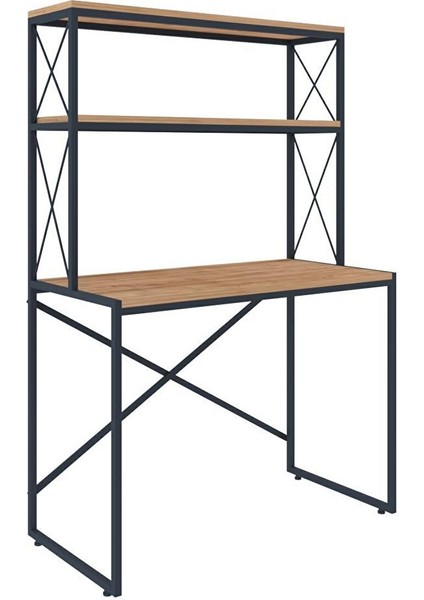 Ferforje Kitaplıklı Raflı Çalışma Masası 104X50X156CM fırsatları