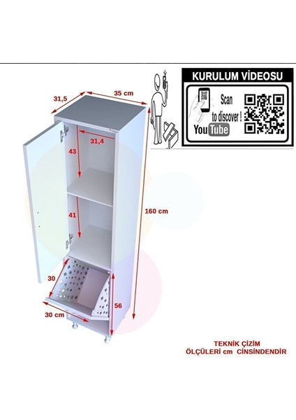 Istanbul 35X136 cm Banyo Düzenleyici Detarjan Temizlik Havlu Dolabı modelleri