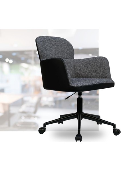 Anka Ofis, Done Çalışma Sandalyesi, Ofis Koltukları - Siyah/gri Kumaş