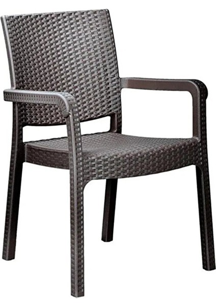 Troya Rattan Koltuk Kahverengi Rattan Efektli Sandalye 6 Adet Sandalye HT06
