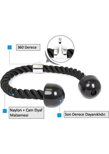 Bar 103 Kaucuk Tutma Kollu Kısa Trıceps&bıceps Rope Bar