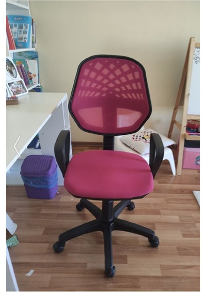 Pembe Fileli Ofis Sandalyesi,bilgisayar Sandalyesi,çalışma Sandalyesi,döner Sandalye