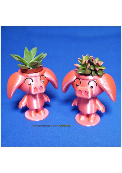 Sevimli Hayvan - Gül Domuz Saksı (Sadece Plastik Aparattır!!!) 3D
