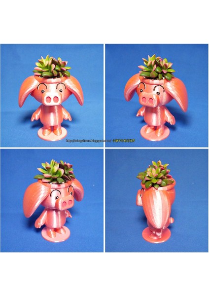Sevimli Hayvan - Gül Domuz Saksı (Sadece Plastik Aparattır!!!) 3D modelleri