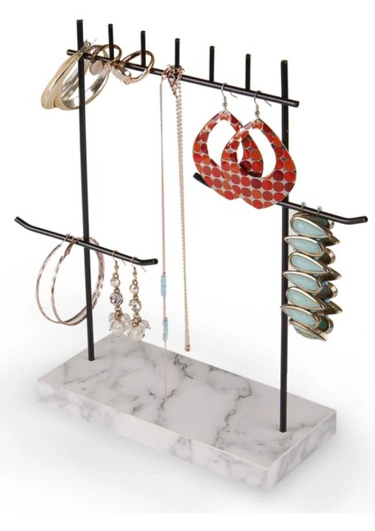 Şık Siyah Beyaz Tasarımlı Detaylı Takı Düzeni Standı fiyatları