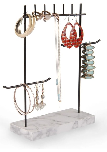 Şık Siyah Beyaz Tasarımlı Detaylı Takı Düzeni Standı modelleri