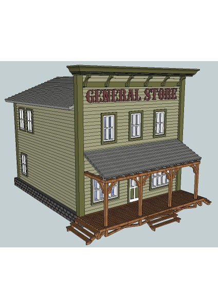 Ho Ölçekli Batı Genel Mağazası (Sadece Plastik Aparattır!!!) 3D fiyatları