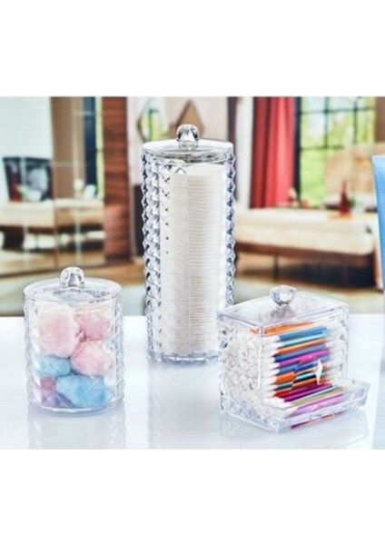 Beyaz 3'lü Makyaj Pamuğu Düzenleyici Seti, Şık ve Kullanışlı Organizer. modelleri