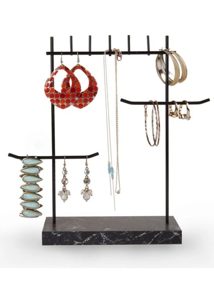 Şık Siyah Tasarım Detaylı Takı Standı, Zarif ve Fonksiyonel Dekorasyon Aracı