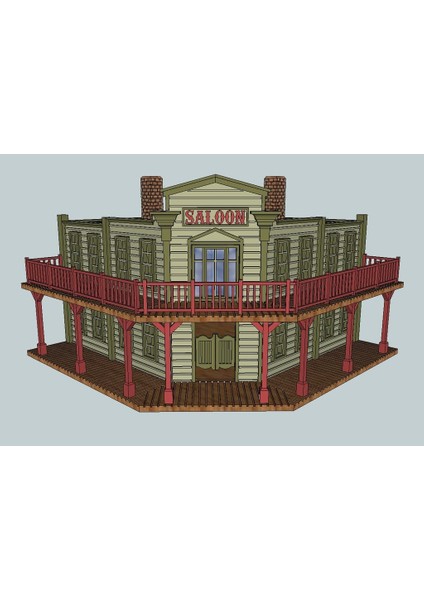 Ho Ölçekli Eski Batı Köşe Salonu (Sadece Plastik Aparattır!!!) 3D