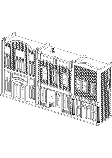 Ho Ölçeği Ana Sokak 10-12 Arka Plan (Sadece Plastik Aparattır!!!) 3D