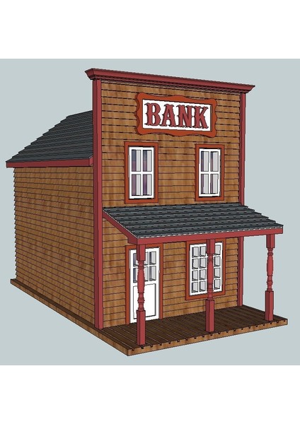 Ho Ölçekli Batı Bankası (Sadece Plastik Aparattır!!!) 3D