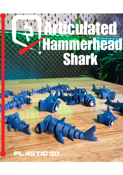 Mafsallı Hammerhead Shark - Ultimate Fidget Arkadaşı! (Sadece Plastik Aparattır!!!) 3D