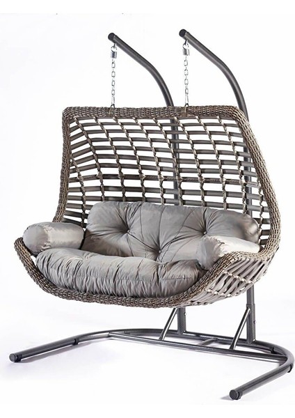 Capri Cunda Rattan Bahçe Balkon Salıncak Gri̇