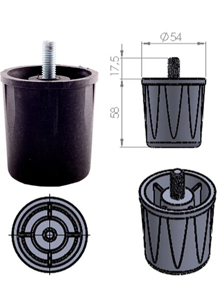 Plastik Baza Ayağı 5/16" 4 Adet. modelleri