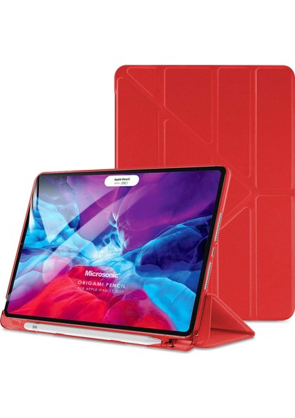 Apple iPad Pro 13 2024 Kılıf (A2925-A2926) Origami Pencil Kırmızı [ipad Pro 13 2024 ile Uyumlu Kılıf - Kırmızı]