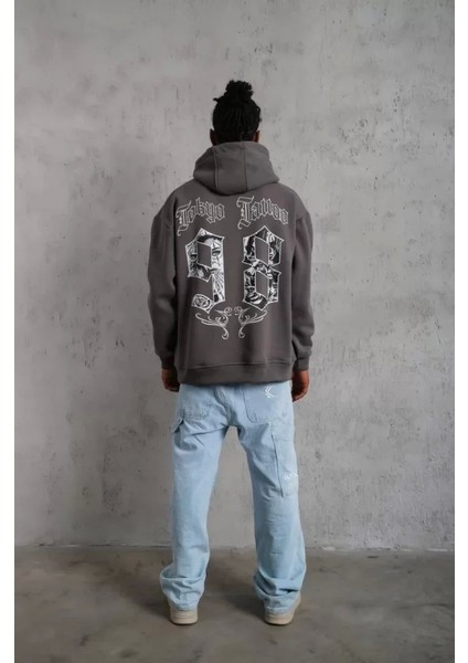 Erkek 98 Baskılı Kapşonlu Sweat - Gri fırsatları