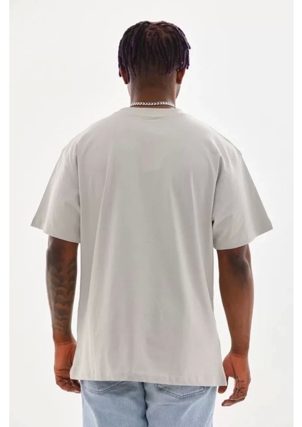 Unisex Baskılı Oversize T-Shirt - Gri fiyatları