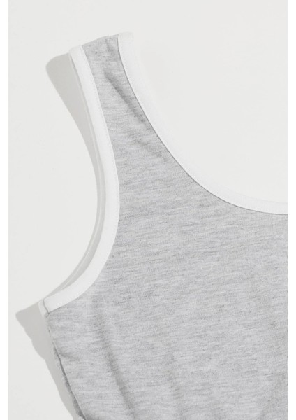 Özel Kadın Gri Askılı Crop Top ve Şortlu Gecelik Takım Fırsat!!!