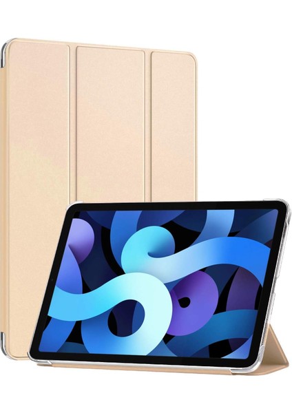 Apple iPad Pro 11 2024 Kılıf (A2836-A2837) Slim Translucent Back Smart Cover Gold [ipad Pro 11 2024 ile Uyumlu Kılıf - Gold]