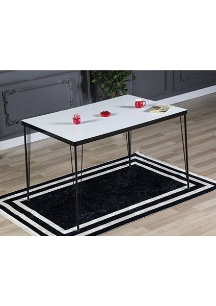 Arya 4 Kişilik 80X120 Yemek Masası Takımı-Mutfak Masası Takımı- Düz Beyaz Oval Kenar