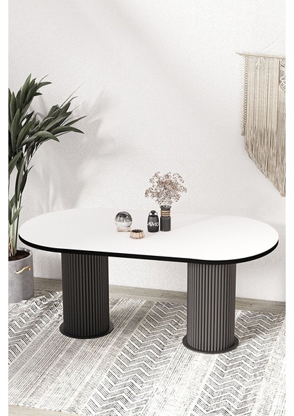 Brita Ptt Lake Mdf Beyaz Ayakli 80X180 Mutfak Masasi Yemek Masasi