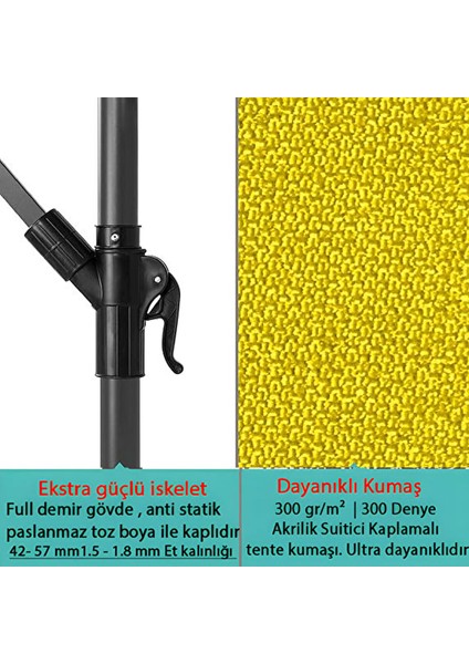 3 mt 8 Kaburga Full Demir 21 kg Sari Renk Bahçe Şemsiyesi indirimleri