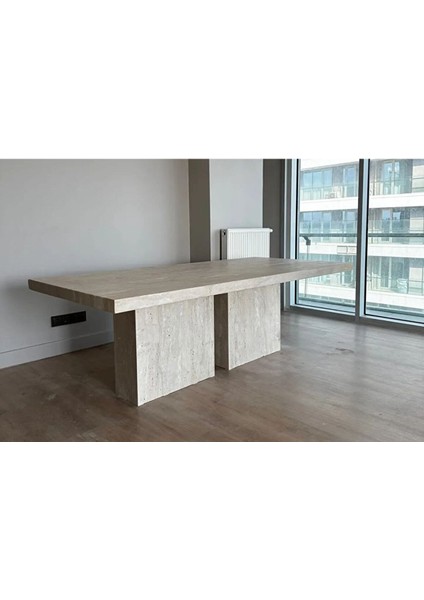 Traverten Mermer Yemek Masası