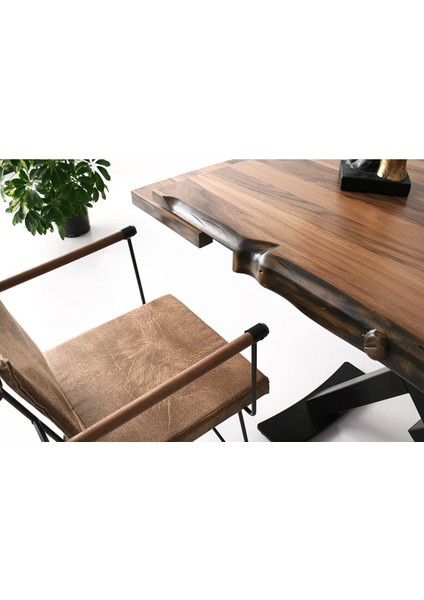 Kütük Masa ve Ameri̇kan Sedef Sandalye Cevi̇z 130 x 80 cm indirimleri