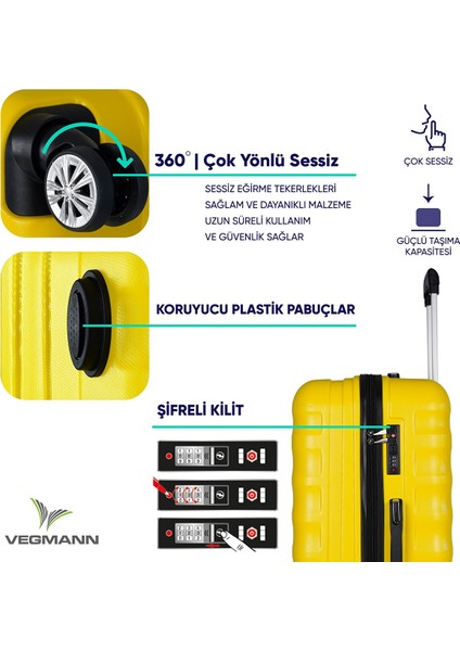 Delphin Serisi Sarı Kabin Boy Valiz , Bavul Sarı fırsatları