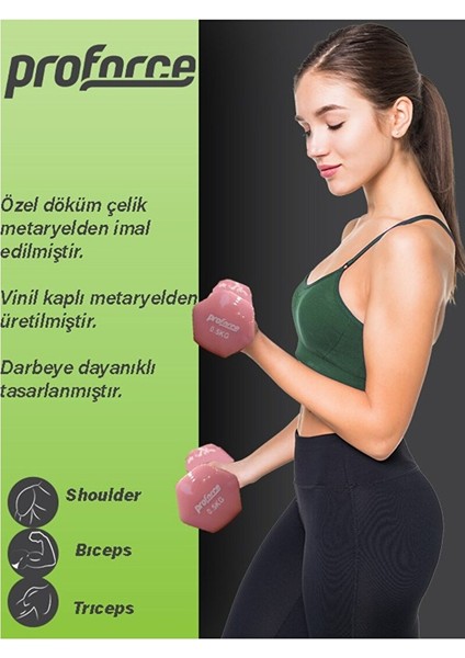Vdb Dışı Vinil Kaplı Içi Çelik Döküm Ağırlık Dambıl 0.5 kg -Tek Adet
