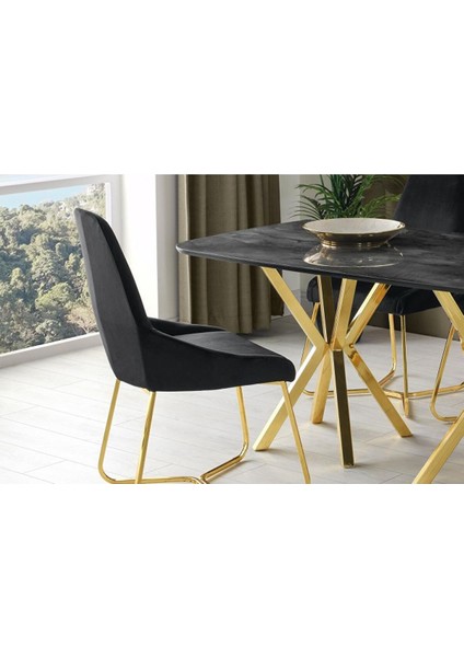 Lara Royal High Gloss Yemek Masa Sandalye Takımı 90X160 cm