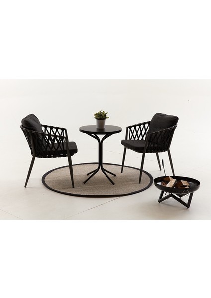 Rapunzel Bahçe Balkon Bistro Set Antrasit