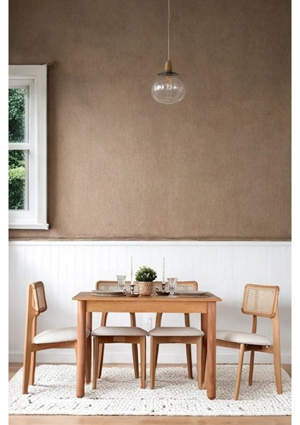 Bohem Natural Ahşap Masa Sandalye Takımı 80X120