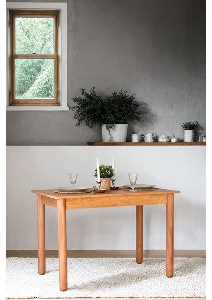 Bohem Natural Ahşap Masa Sandalye Takımı 80X120