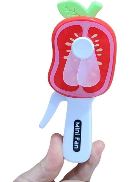 Çilek Şekilli Renkli Mini El Fanı, Taşınabilir ve Eğlenceli Yazlık Aksesuar