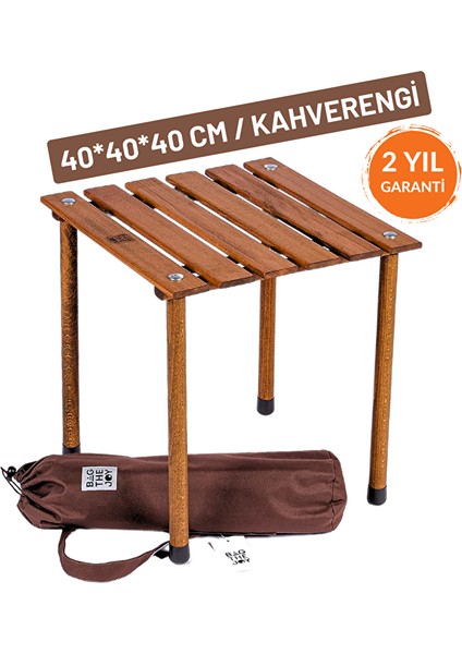 Ahşap Katlanır Kamp ve Piknik Masası Kahverengi 40X40X40CM
